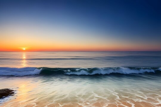 早朝のビーチの美しい朝焼け