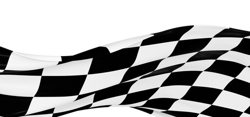 Naklejka premium Wavy racing checkered flag with diagonal folds. Realistic 3d render