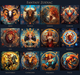 Fantasy zodiac sign in galaxy background