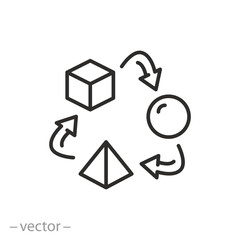 adaptability icon, changes or improvement, thin line symbol on white background - editable stroke vector illustration eps10