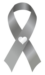 A gray ribbon is used to raise awareness for a variety of illnesses and conditions such as asthma, brain tumors, Aphasia, Borderline personality disorder and diabetes.
