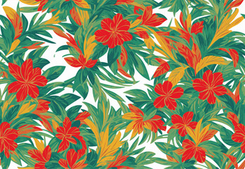 Fototapeta na wymiar Floral, tropical seamless pattern. Vector illustration
