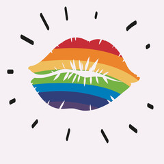 Rainbow-colored lip print. LGBTQ Pride Day. vector illustration