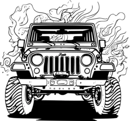 Gordijnen Jeep Rock Crawler vector © Joshua Montgomery