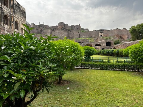 Golconda fort front view ; Hyderabad, India