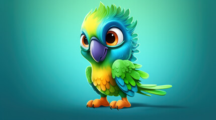 Obraz premium Colorful parrot, cartoon illustration - generative AI, AI generated