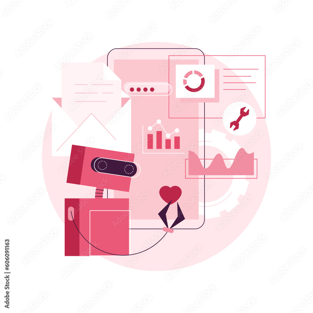 Poster marketing automation system abstract concept vector illustration. open source automation, crm system