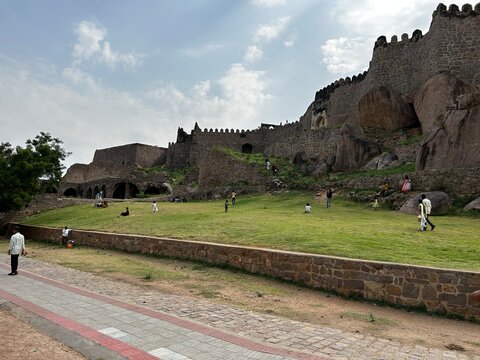 Golconda fort front view ; Hyderabad, India