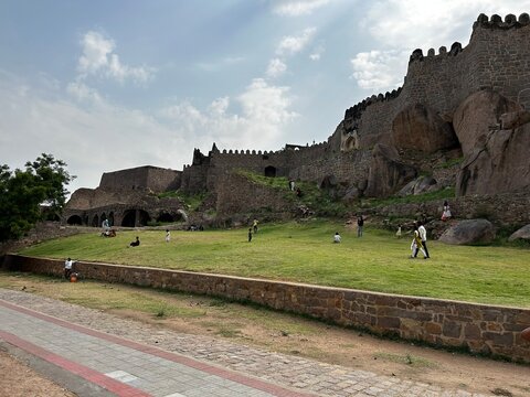 Golconda fort front view ; Hyderabad, India