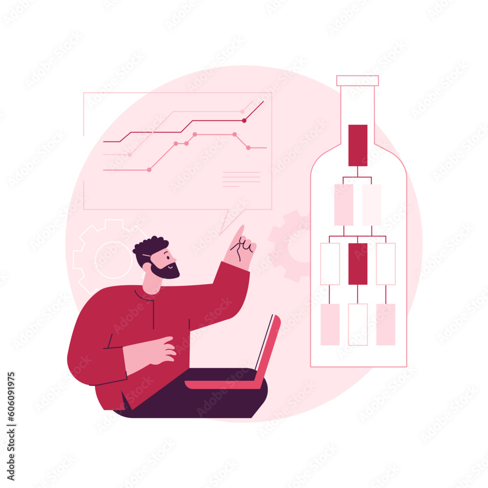 Poster bottleneck analysis abstract concept vector illustration. visual management system, bottleneck analy