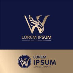 concept of  letter W, logo design  rice farm branding