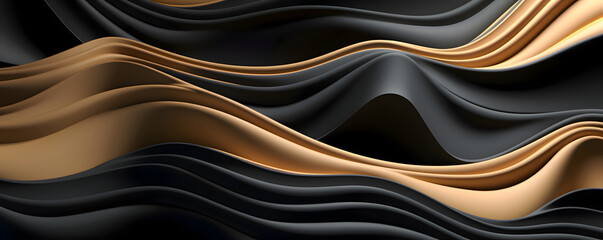 Abstract background with black and gold waves - Modern design banner - Generative AI