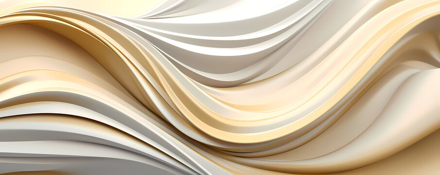 Abstract background with beige color waves - Modern design banner - Generative AI