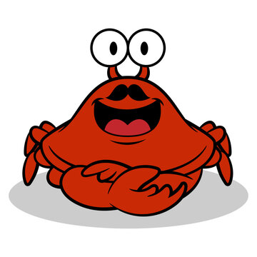 Cartoon illustration of Big Crab with mustache. Best for sticker, logo, and mascot of seafood restaurant