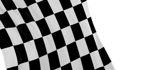  Image of motor racing black and white checkered finish flag waving