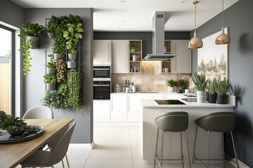 Grey and Kitchen with Plants
