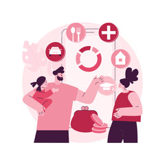 Family budget planning abstract concept vector illustration. Best economic decisions, personal budget strategy, family income and expenses management, financial household plan abstract metaphor.