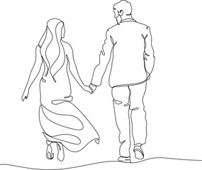 one line drawing of hugging couple vector minimalism. Single hand drawn continuous of man and woman in romantic moment.