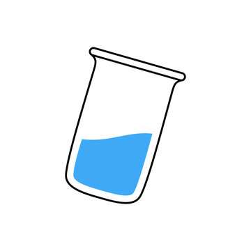 Chemical glass beaker icon. Laboratory glass equipment silhouette. Vector illustration.