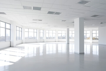 Empty White Modern Office Interior. AI generative.