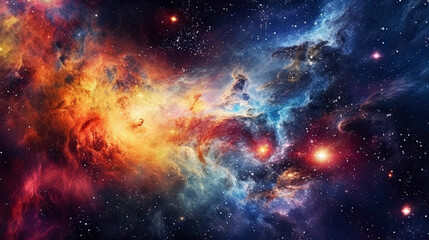 Fototapeta na wymiar Universe Nebula Galaxies Space Background Banner. AI generative.