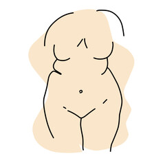 Abstract Female Body Line Parts , Isolated Feminine Girl Face 