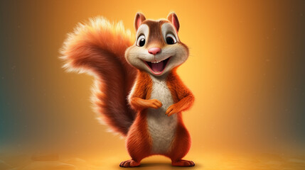 Adorable little cartoon squirrel - generative AI, AI generated