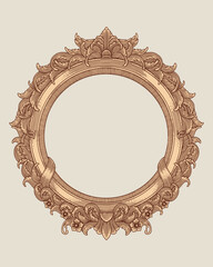 antique gold frame engraving vector illustration