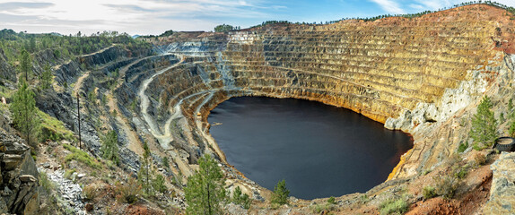 Abandoned Corta Atalaya mine pit, the deepest in Europe, in Southern Spain
