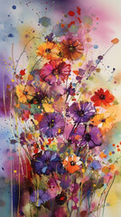 Obraz na płótnie Canvas Phone wallpaper revealing colorful wildflowers. Generative AI Image