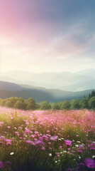 Obraz premium Phone wallpaper revealing colorful wildflowers. Generative AI Image