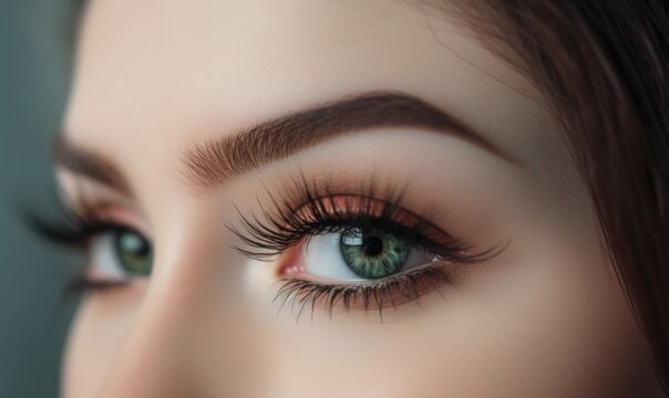 Woman with long lashes in a beauty salon, Eyelash extension, generative AI