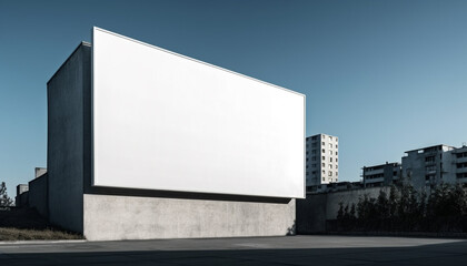 Obraz premium Modern billboard frames clear sky in cityscape generated by AI