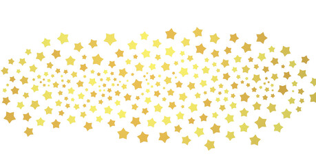 Banner with golden decoration. Festive border with falling glitter dust and stars.  (PNG transparent)