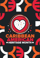 Caribbean American Heritage Month in June. Culture Month to the people of America. Celebrate annual with festival. Happy holiday. Poster, card, banner and background. Vector illustration