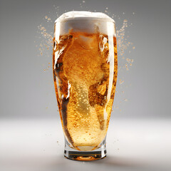 Glass of beer with foam splash Made by AI Artificial intelligence