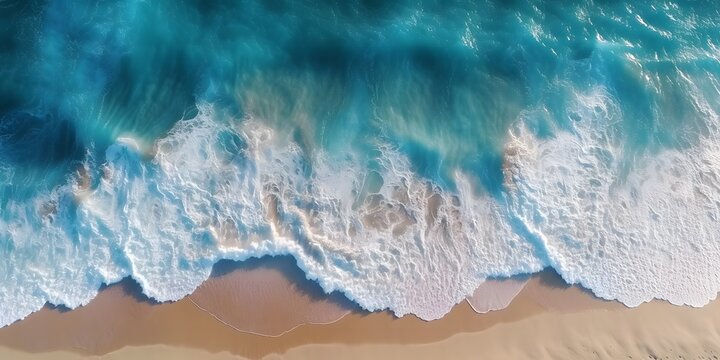  Aerial view drone over beach sea.by generative ai