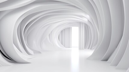 White futuristic interior. AI generative image.