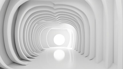 White futuristic interior. AI generative image.