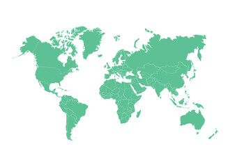 Plakat world map with leaves