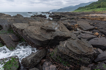 layer rock landscape coast view in shimen Taiwan