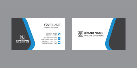 Double-sided creative business card template design for corporate business, Professional and modern visiting card.Blue and black color.