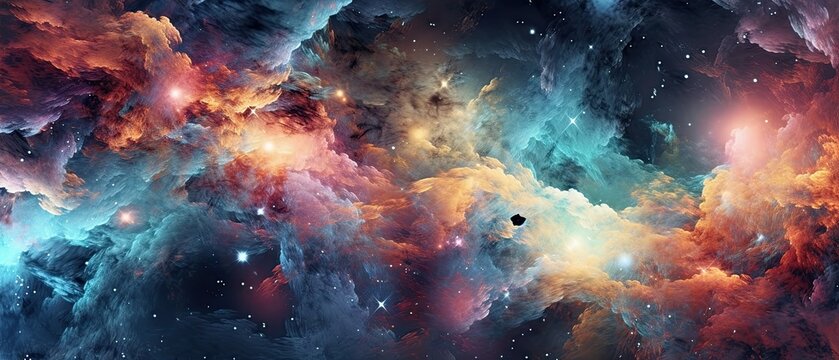 Abstract galaxy background inspired by the concept of elements of the space world. Futuristic abstract background. Modern illustration. Generative AI. 
