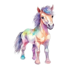 watercolor baby horse. Original watercolor stock illustration of baby horse.