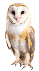 a Barn Owl, portrait, front view, a nocturnal bird of prey, silent hunter, Nature-themed, photorealistic illustrations in a PNG, cutout, and isolated. Generative AI