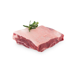 large pieces of fresh pork cut into squares with cut out isolated on transparent background
