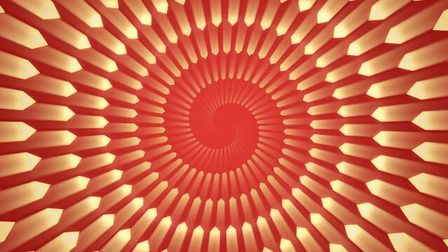 Abstract bright red gold spiral pattern animation