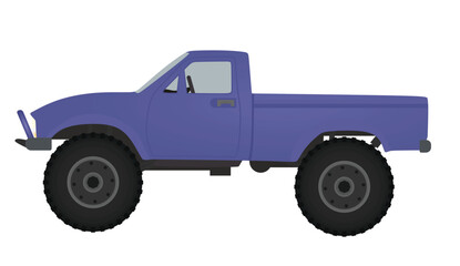 Fototapeta na wymiar Blue big wheels truck. vector