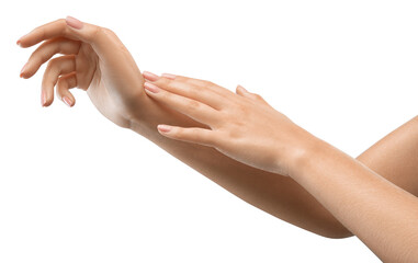 Soft hands are happy hands! Close-up of hands getting a refreshing hydration boost. Health and...