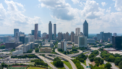 The downtown Atlanta skyline from above the Jackson Street Bridge